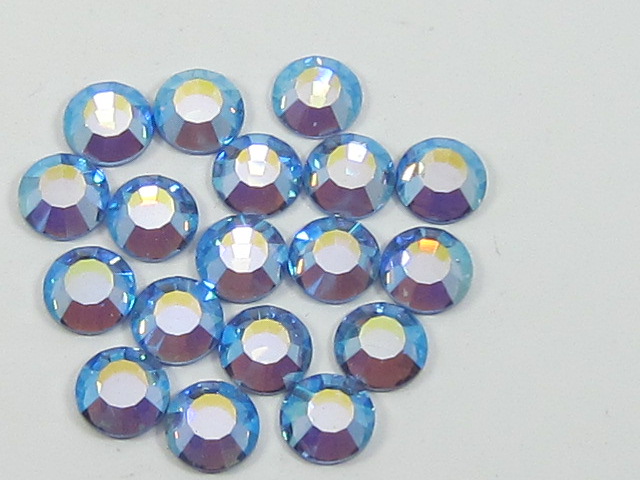 12 pcs. 40ss LIGHT SAPPHIRE AB FLATBACK European Rhinestones